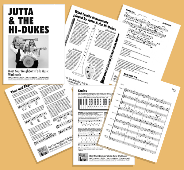 Various pages from the sixteen-page Hi-Dukes School Program Workbook